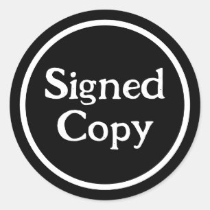 Signierte Kopie Autor Autogramm Schwarz und Weiß Runder Aufkleber