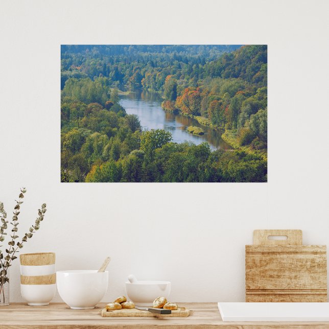 Sigulda Herbst im Tal des Flusses Gauja Poster (Küche)