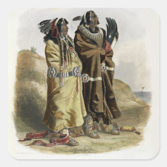 Sih-Chida and Mahchsi-Karehde, Mandan Indians, pla Quadratischer Aufkleber (Vorderseite)