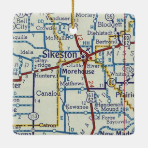 Sikeston MO Vintag Map Keramikornament