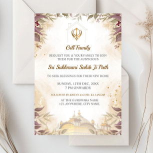 Sikh-Haus-Einweihungs-Einladungskarte, Sukhmani Sa Einladung