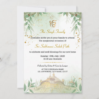 Sikh Housewarming Einladungskarte, Akhand-Pfad Einladung