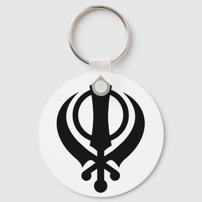 Sikh Khanda Black Schlüsselanhänger (Vorderseite)