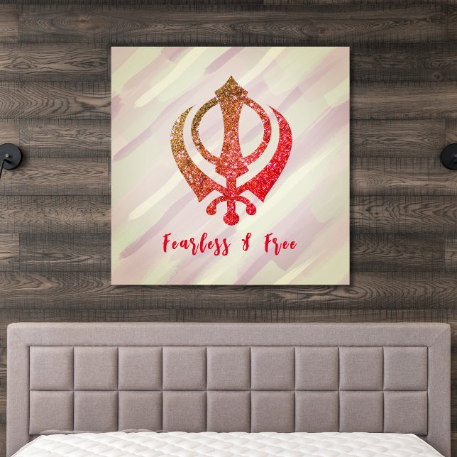 Sikh Khanda "Fearless & Free" Leinwanddruck (Von Creator hochgeladen)
