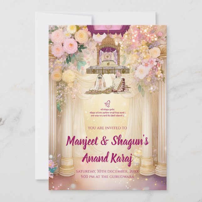Sikh Wedding invitations Digital Punjabi Mariage (Devant)