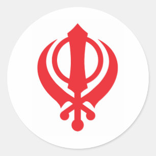 SikhKhanda Rot Runder Aufkleber