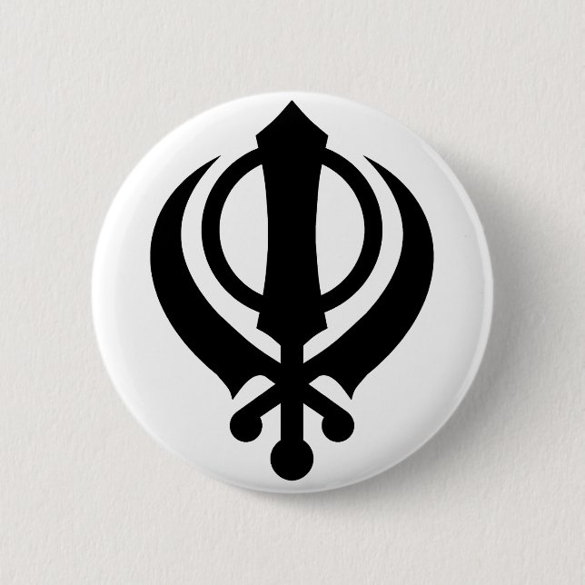 SikhKhanda Schwarzes Button (Vorderseite)