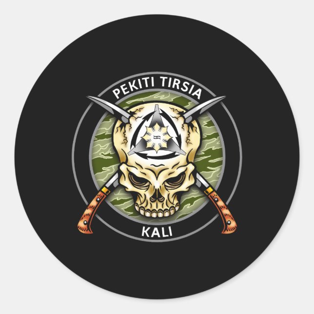 Silat Eskrima Pekiti Tirsia Kali Filio Runder Aufkleber (Vorderseite)