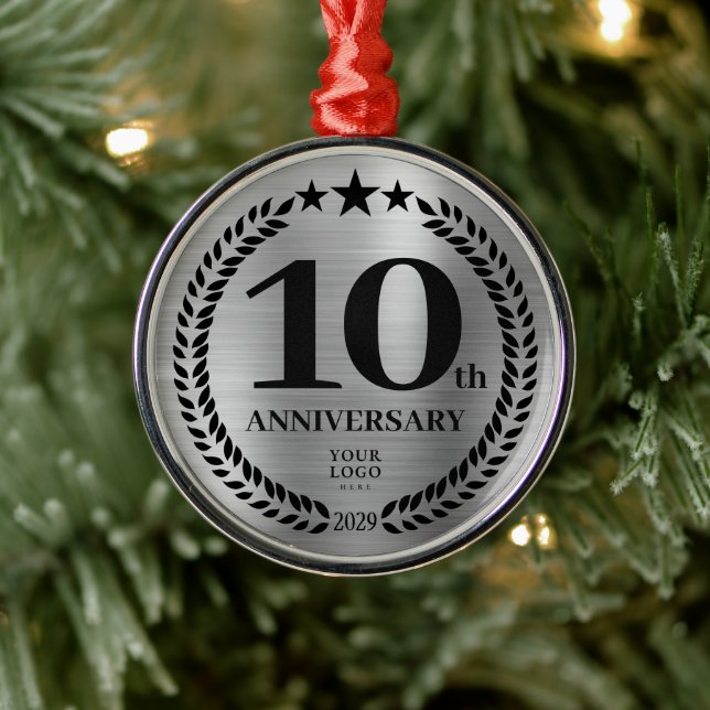 Silber 10 Jahre Firmenlogo Weihnachten Ornament Aus Metall (Baum)