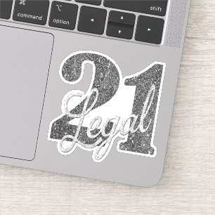 Silber 21 und Recht   Minimal Gray 21. Geburtstag Aufkleber