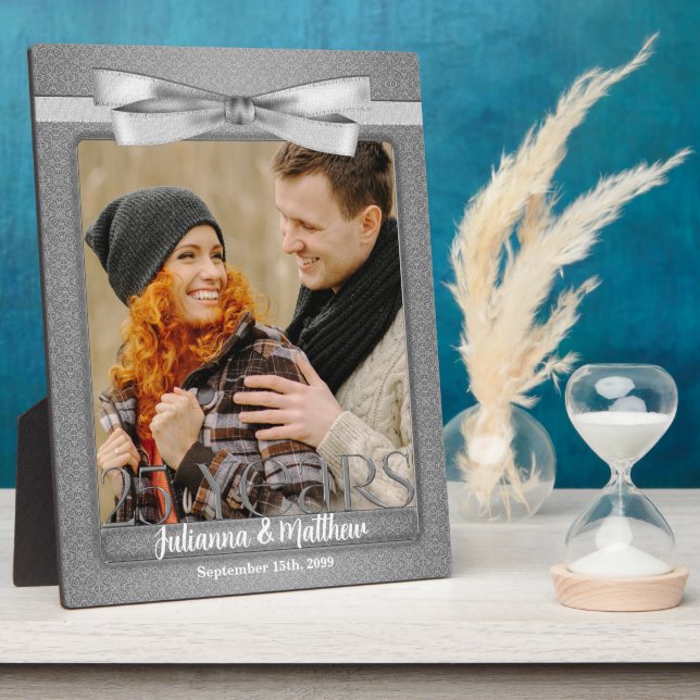 Silber 25. Hochzeitstag 8 x 10 Foto Fotoplatte (Seite)