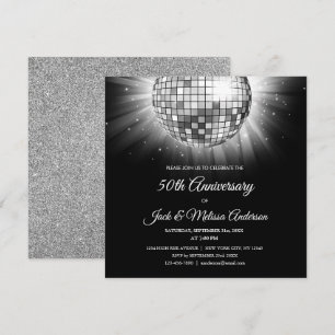 Silber 50 Jahre Party Disco Ball Einladung