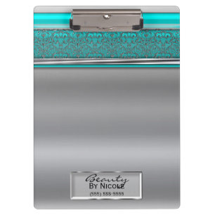 Silber Aqua Shine Elegant Chic Glam Personalisiert Klemmbrett