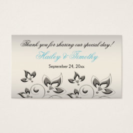 Silber-, Aqua- und Black Floral Gastgeschenk Hochz