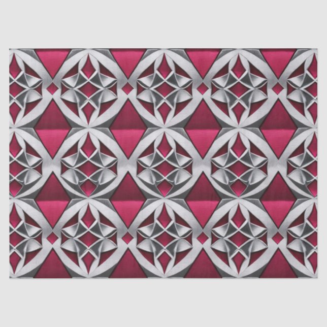 Silber auf dem Ruby Geometric Decoupage Tissue Seidenpapier (Vorderseite)