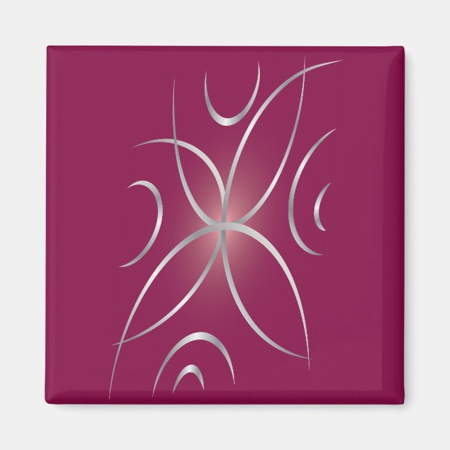 Silber auf Magenta Magnet (Vorne)