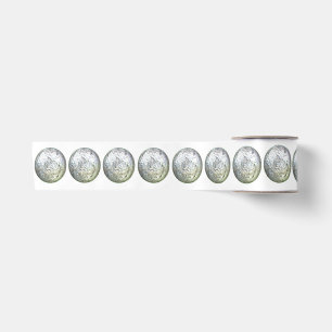 Silber Balls auf weißem Band Satinband