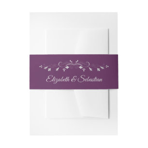Silber Blühend auf Plum Lila Elegant Wedding Einladungsbanderole
