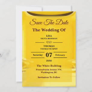 Silber Buttergelb Moderne Hochzeit Termin merken Save The Date