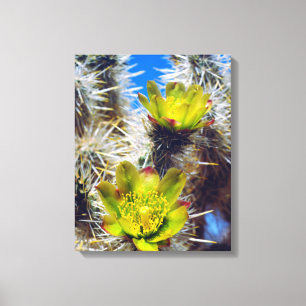 Silber Cholla Kaktus Wildblumen Leinwanddruck