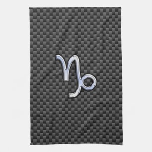 Silber-Chrom wie Steinbock-Symbol Carbonfaser Handtuch