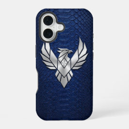 Silber Chrome Geometrisch Phoenix Blau Python iPho iPhone 16 Hülle