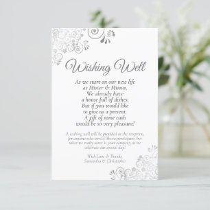 Silber Curls auf Weiße Hochzeit wünscht gutes Gedi Begleitkarte