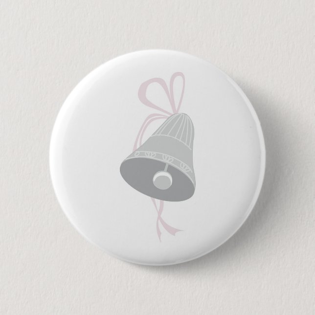 Silber dekorierte Hochzeitsglocke mit rosa Bow Button (Vorderseite)