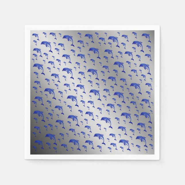 Silber, Delfin, Fisch, Natur, Wasser, Design, Serviette (Vorderseite)