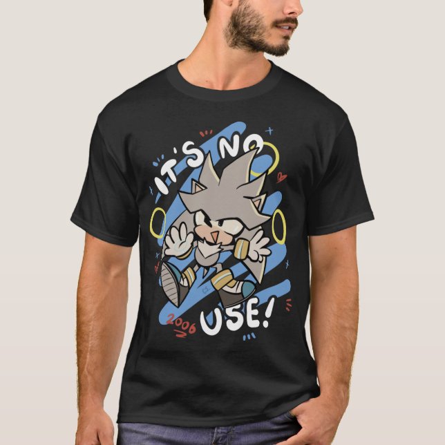 Silber der Igel Retro Retro T-Shirt (Vorderseite)