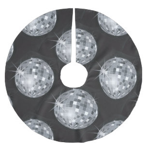 Silber Disco Ball Weihnachten Weihnachtsbaum Rock Polyester Weihnachtsbaumdecke