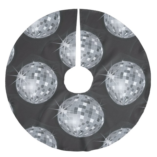 Silber Disco Ball Weihnachten Weihnachtsbaum Rock Polyester Weihnachtsbaumdecke (Vorderseite)