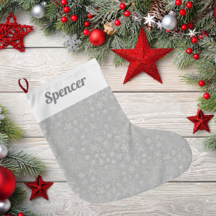 Silber-Doodle-Weihnachtsschlitten-Muster Großer Weihnachtsstrumpf