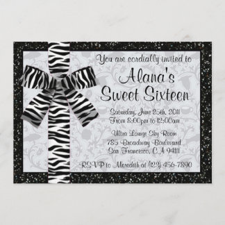 Silber DruckGlitzer laden mit Zebra-Druck-Bogen Einladung