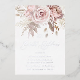 Silber, Dusty Rose & Blush Brautparty Folieneinladung