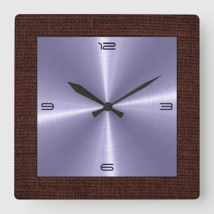 Silber Edelstahl Moderne Burlap-Grenze Quadratische Wanduhr
