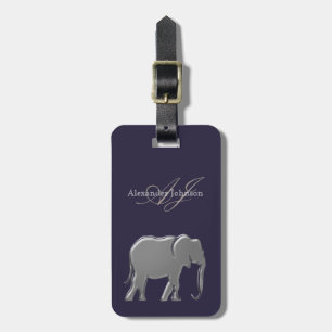 Silber Elefant Eclipse Lila Elegant Mit Monogramm Gepäckanhänger