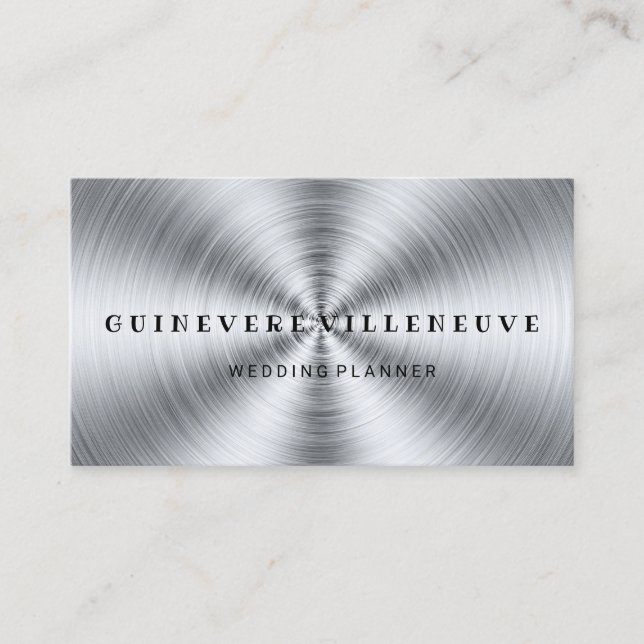 Silber elegante Visitenkarte für Hochzeitsplanunge (Vorderseite)