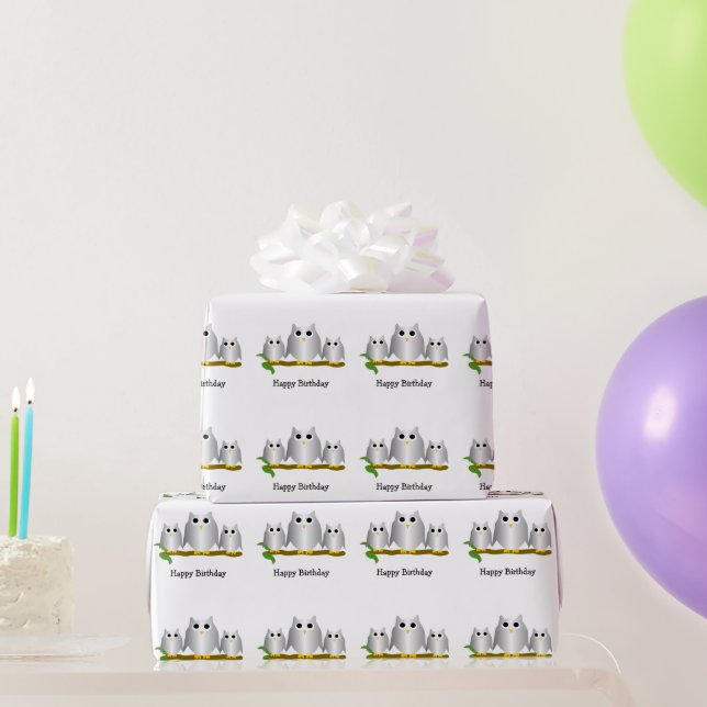 Silber-Eulen-Design Geburtstagsgeschenk Geschenkpapier (Partygeschenke)