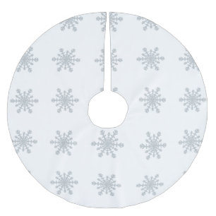 Silber farbige Schneeflocken auf Winter-Weiß Polyester Weihnachtsbaumdecke