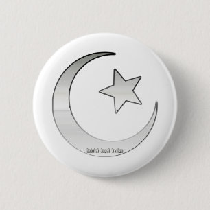 Silber farbiges Stern-und Halbmond-Symbol Button