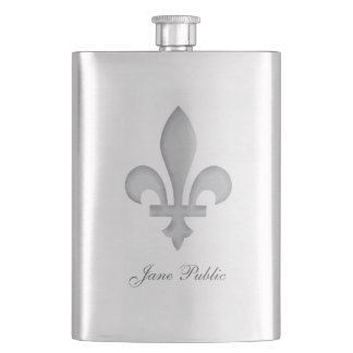 Silber Fleur-De-Lys personalisierte erstklassige Flachmann