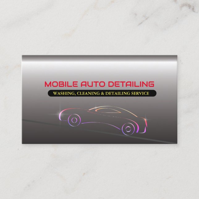 Silber für mobiles Auto - Waschen, Reinigen und En Visitenkarte (Vorderseite)