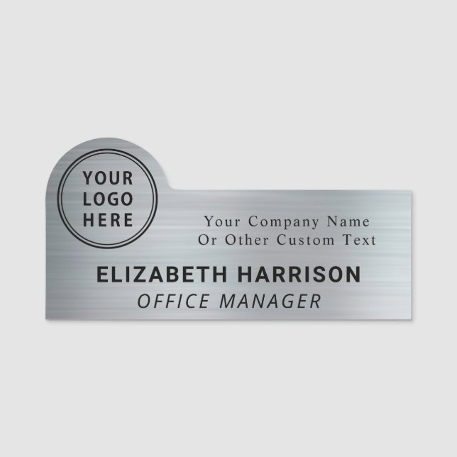 Silber für moderne Unternehmen Namensschild (Vorderseite)