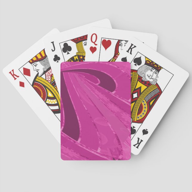Silber gekrümmte Linien, rosa abstrakt Spielkarten (Rückseite)