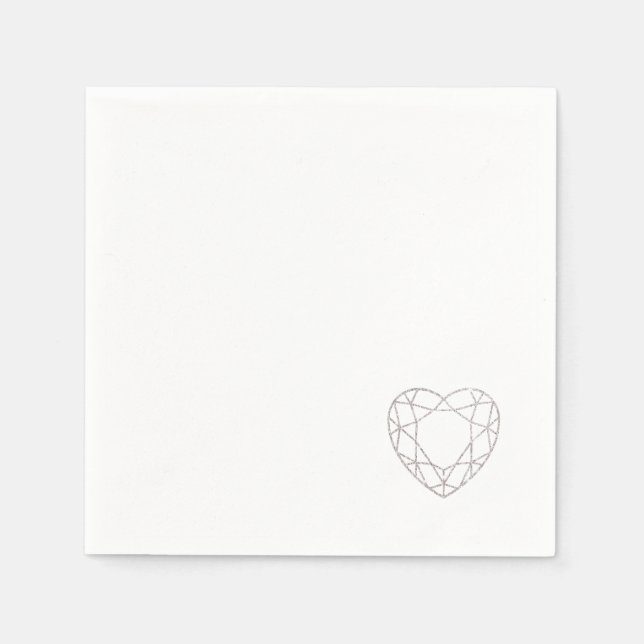 Silber geometrisches Herz (kleine) Hochzeitsnapkin Serviette (Vorderseite)