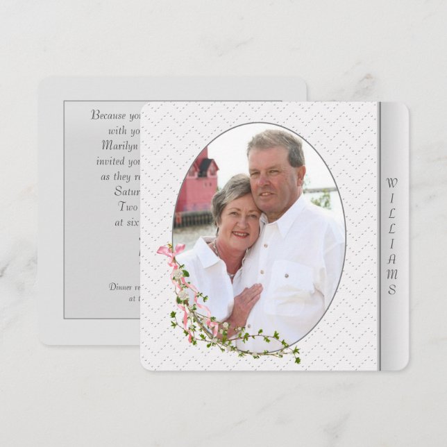 Silber geprägt Foto-Rahmen Verlängerung Einladung (Vorne/Hinten)