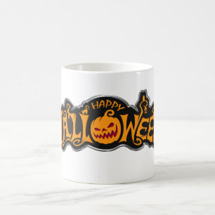 Silber gerahmter Frohe Halloween Rubin-Augen-Kürbi Kaffeetasse