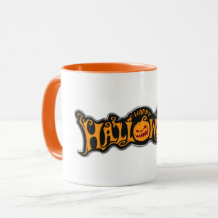 Silber gerahmter Frohe Halloween Rubin-Augen-Kürbi Tasse