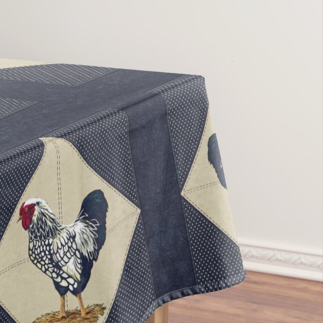 Silber geschnürtes Wyandotte Hahn-Denim Tischdecke (Beispiel)